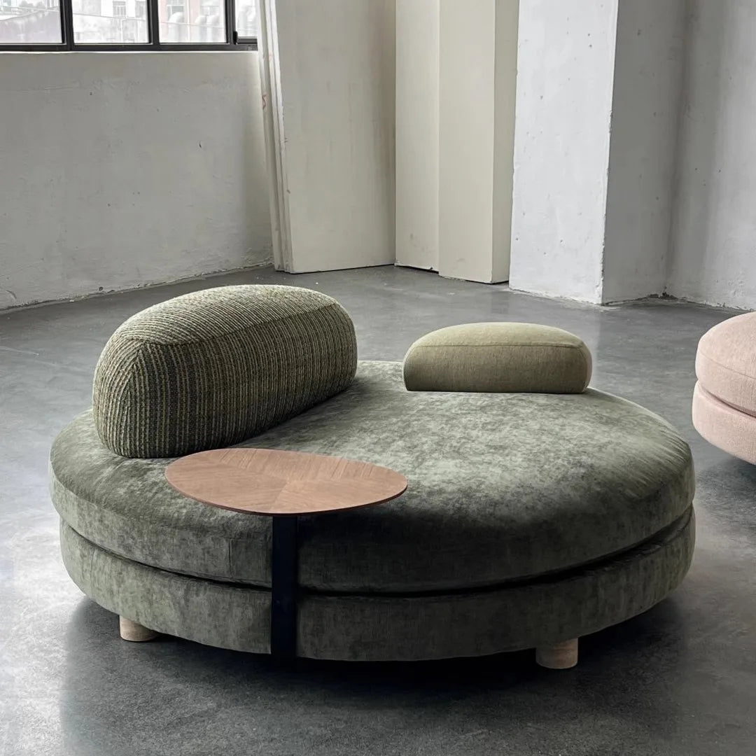 %High Quality Italian Style Minimalist Curved Villa Apartment Living Room Modern Simple Light Luxury Cream Color Fabric Set Hote