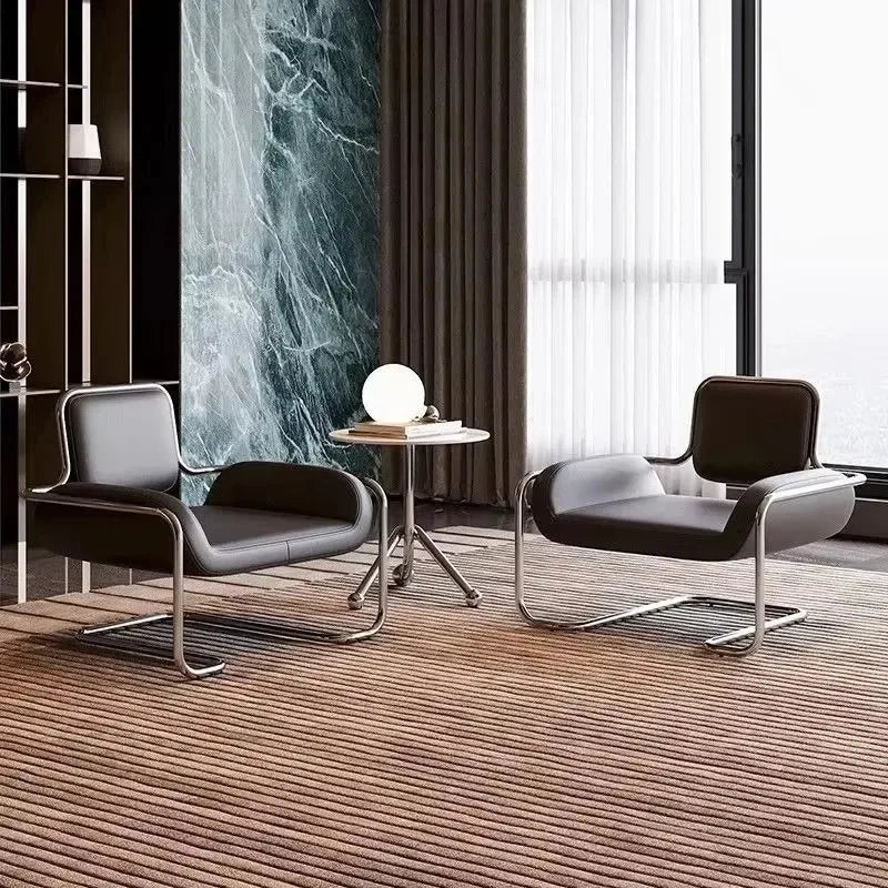 Hestora Ergonomic Lobby Chair PU Leather Office Waiting Room Seat Heavy Duty Steel Frame High Density Cushion for Salon Receptio
