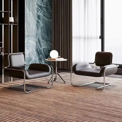Hestora Ergonomic Lobby Chair PU Leather Office Waiting Room Seat Heavy Duty Steel Frame High Density Cushion for Salon Receptio