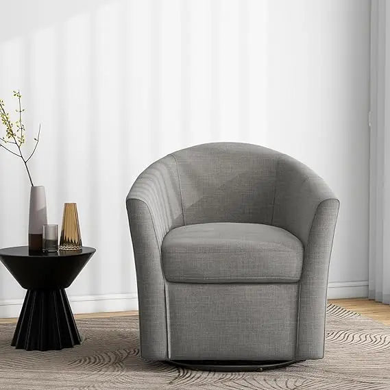 Swivel Accent Chair Armchair, Modern Round Single Sofa Seating Comfy Reading Barrel Chairs for Living Room Bedroom (Beige, Set o