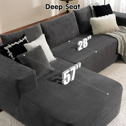 Modern Modular L-Shape Sectional Sofa with Deep Seating for Living Room and Bedroom, Cloud Sectional Couch with Chaise
