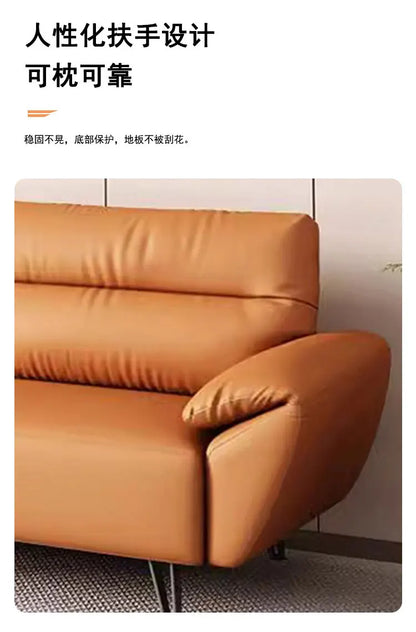 Simple modern business, light luxury leather three-person sofa