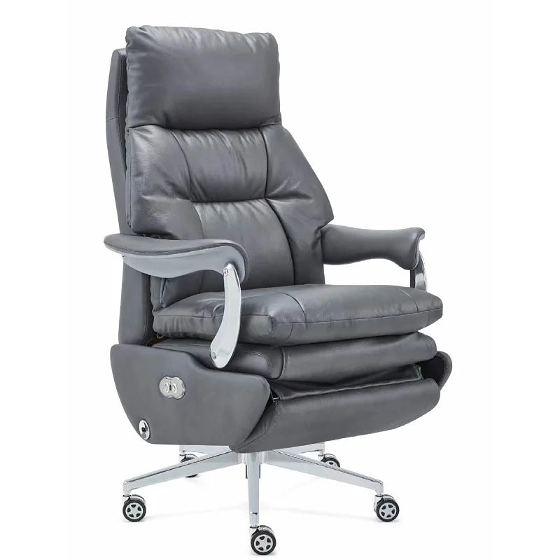 Light luxury lunch break reclining office seat leather class chair comfortable sedentary electric home massage boss