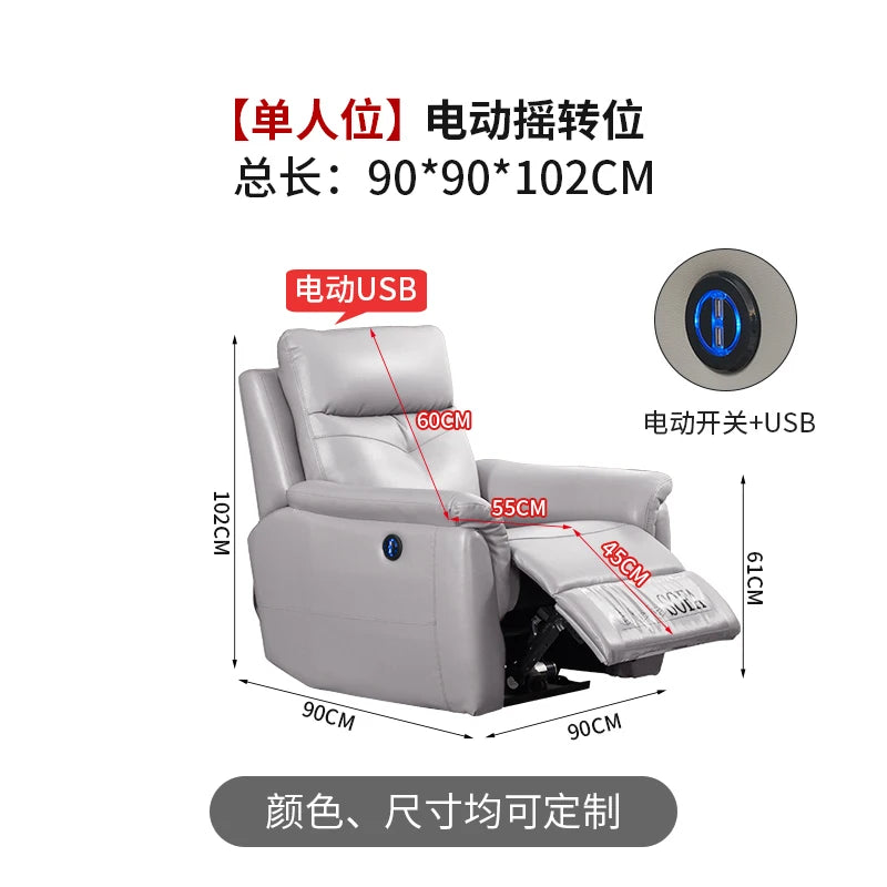 Comfort Electric Recliner Sofa Leather Sectional Genuine Retractable Combined Couch Bed Convertible Divano Letto Furnitures