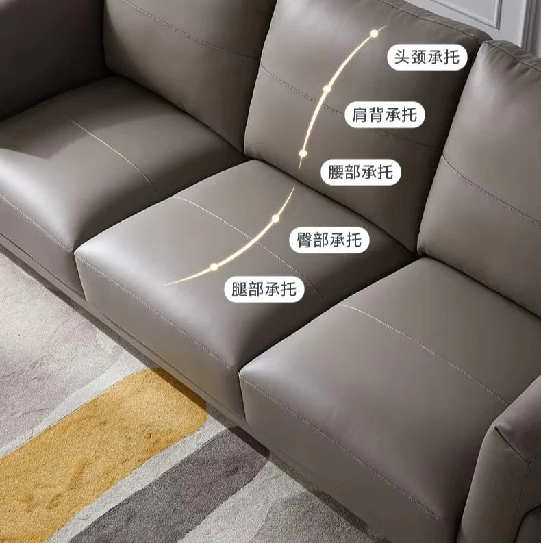 Italian simple style small apartment living room leather sofa