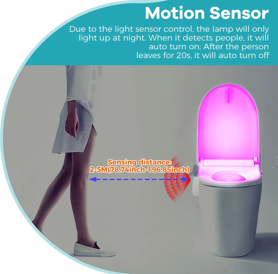 RGB Toilet Lights LED Washroom Night Lamp PIR Motion Sensor Colorful Atmosphere Light Waterproof 16Colours Mood Bathroom Lamps