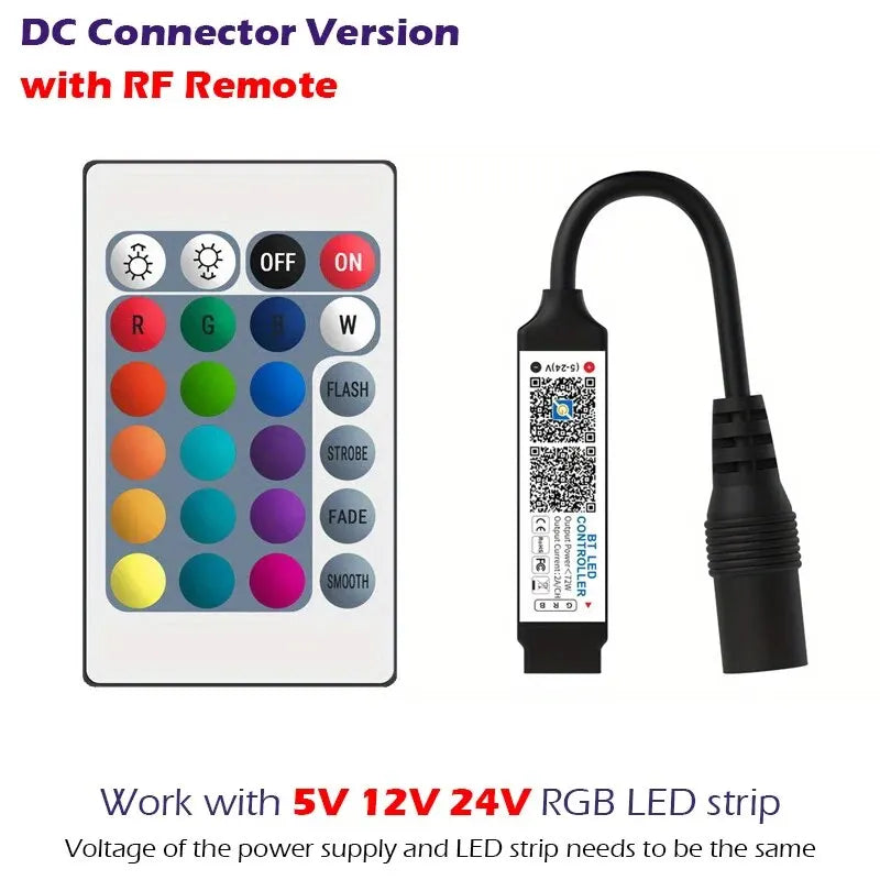 RGB LED Strip Controller Bluetooth APP Remote USB 5V-24V RF