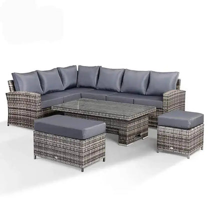 Waterproof Patio Sofa Set PE Wicker Rattan Sectional Outdoor Furniture Handmade Aluminum Contemporary Garden Rattan Sofa Set