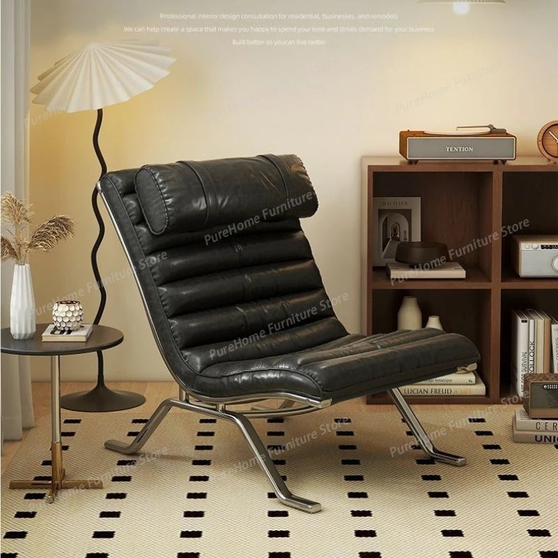 Retro Iron Sofa Chair, Antique Style Stainless Steel Leisure Chair, Family Living Room Balcony, Casual Italian Minimalism