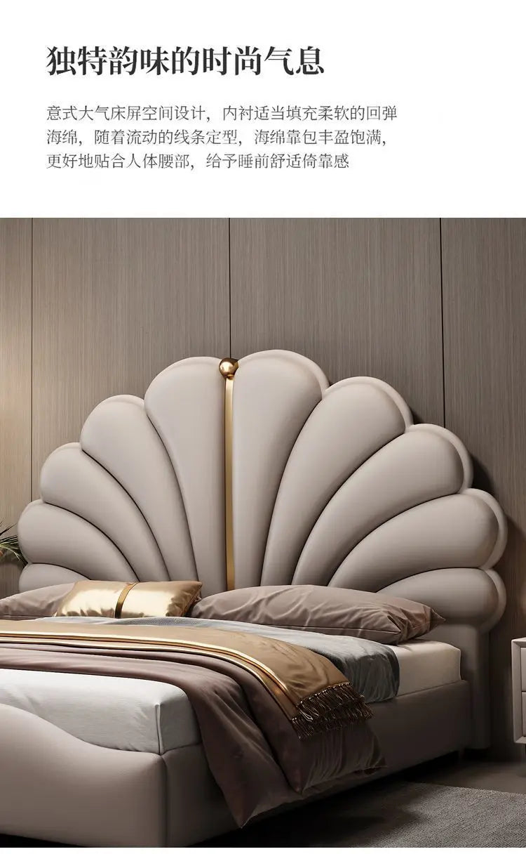 Nordic Aesthetic Double Bed European Queen Twin King Headboard Frame Luxury Cama Casal Furniture  Bed bases and bed frames home