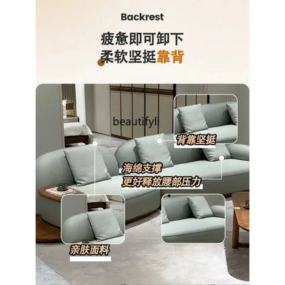 A506  Sofa Italian minimalist cowhide large flat-level villa living room high-end modern simple cream leather sofa