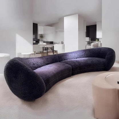 Moon sofa semi-circular living room French lamb wool fabric sofa designer