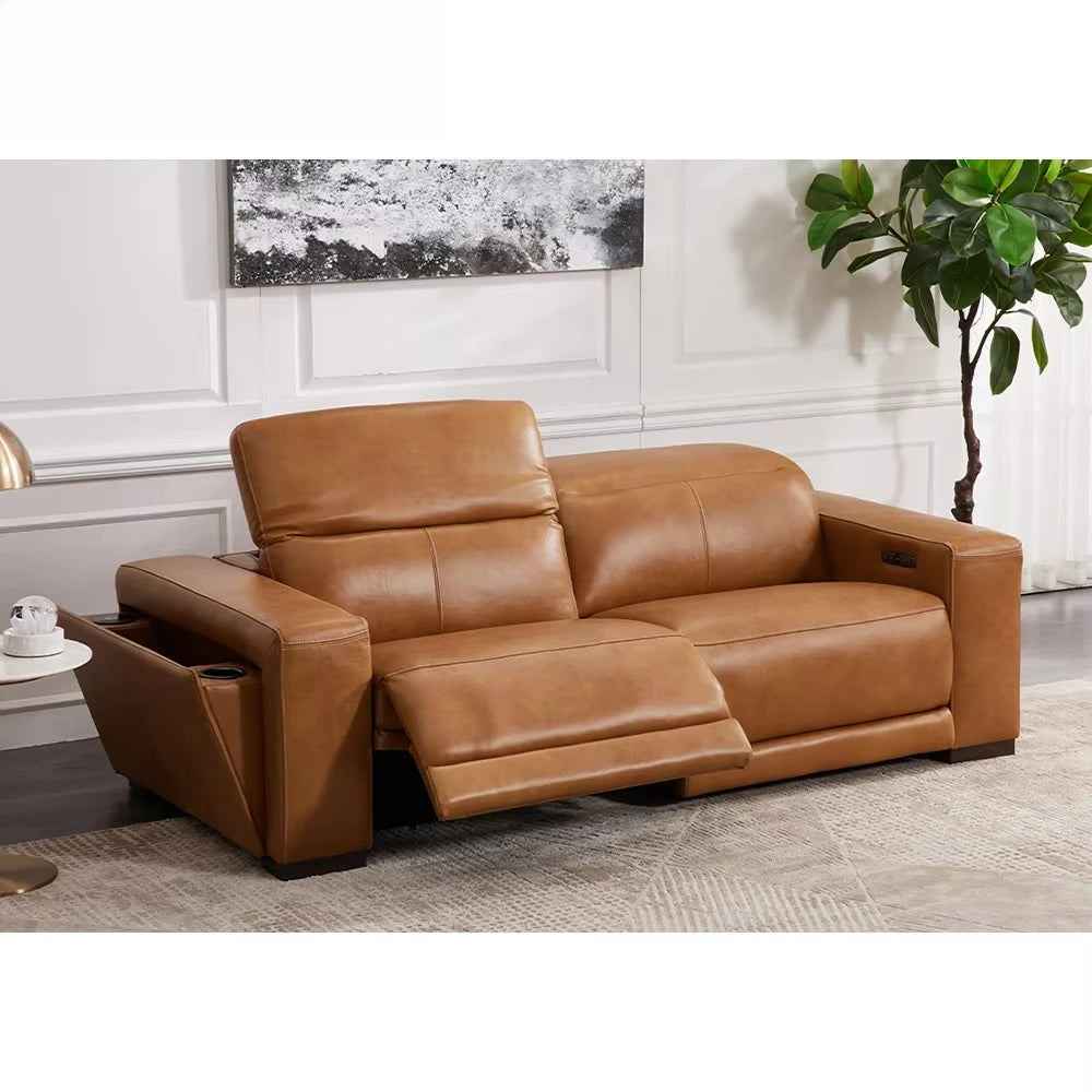 MANWAH CHEER Classics Comfortable 3+2+1 Seater Couch Living Room Power Reclining Sofas Set Furniture Genuine Leather Luxury Sofa
