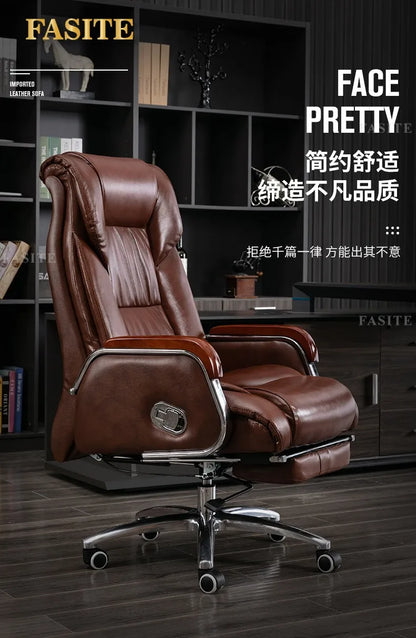 Retro Executive Leather Chair Armchairs Editor Choises Fashion Aluminium Office Chair Working Relax Silla Escritorio