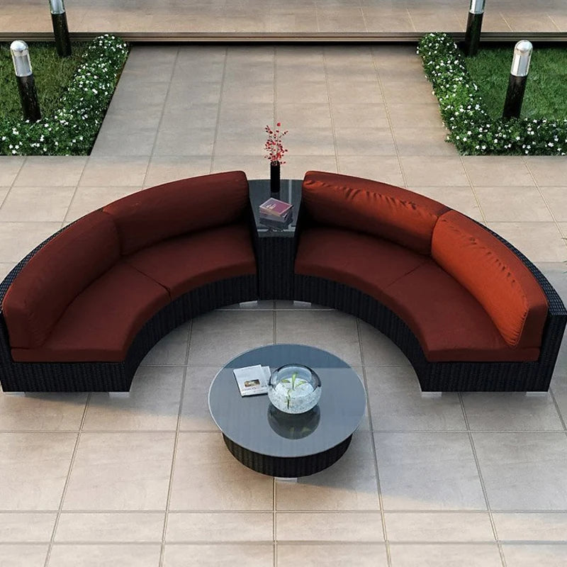 Living Room Combination Garden Sofas Courtyard Simple Lawn Coffee Table Garden Backrest Pe Rattan Furniture Sofá Jardín MHHYSF