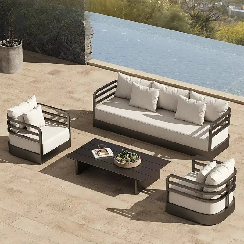 Outdoor Garden Furniture Modern Aluminum Outdoor Sofa Set Garden Furniture Metal Hotel Furniture Waterproof Lounge Set