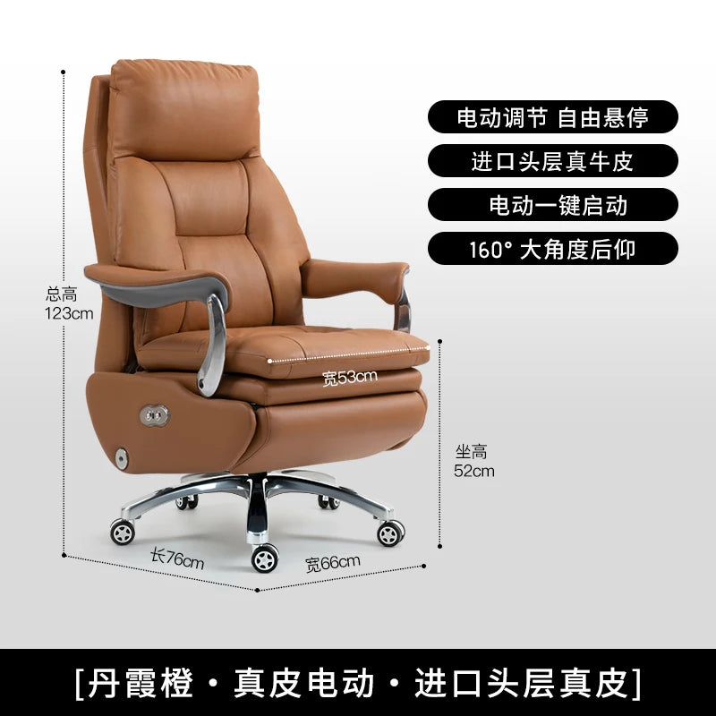 /Electric Leather Boss Chair Modern Design Comfortable Ergonomic Trendy Chair Swivel Arm Footrest Salon Silla Oficina Furniture