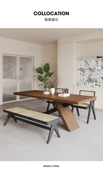 Nordic designer medium antique solid wood dining table, wabi-sabi wind home rectangular desk, living room eating table