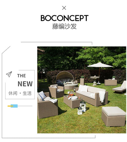 Outdoor Coffee Table Garden Sofas Combination Leisure Nordic Lawn Garden Sofas Simple Pe Rattan Furniture Sofá Jardín MHHYSF