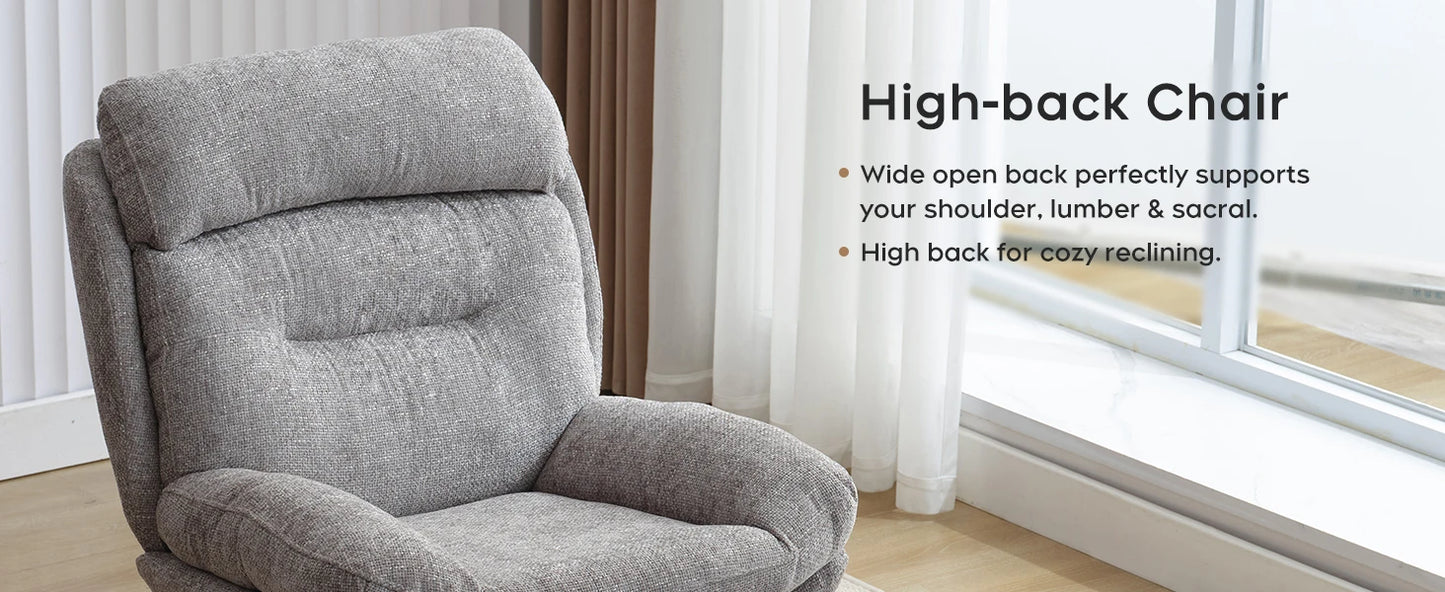 TODRANI 360° Swiveling Tilting Chenille Accent Chair with Ottoman Comfy Modern Armchair for Living Room Reading TV Lounge Chair