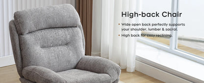 TODRANI 360° Swiveling Tilting Chenille Accent Chair with Ottoman Comfy Modern Armchair for Living Room Reading TV Lounge Chair