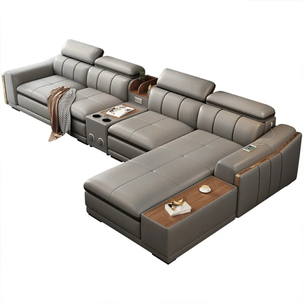 A Modern Sectional Leather Luxury Sofa Set Modular Furniture Home Multifunctional Living Room L Shape Corner Sofa