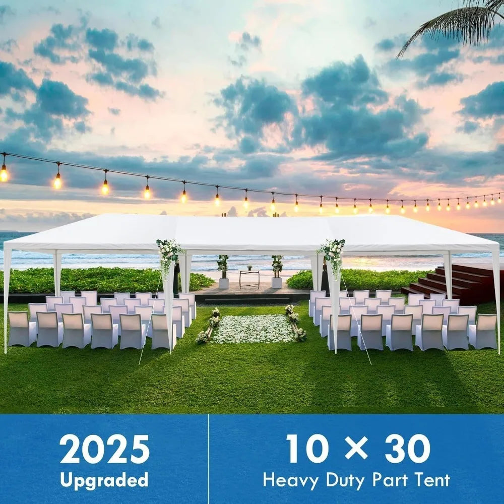 2026 10x30 Heavy Duty Party Tent with 8 Sidewalls Waterproof Outdoor Wedding Event Canopy White Backyard Garden, Custom