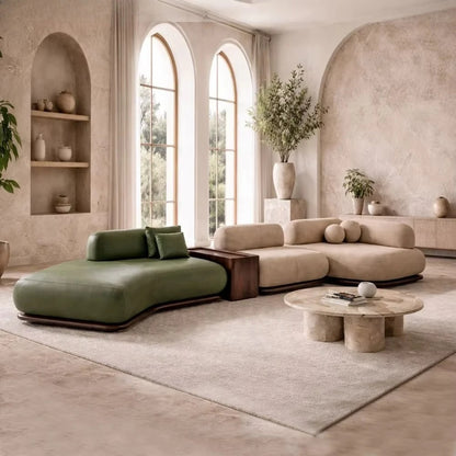 Italian Leather Corner Sofa Set Furniture Living Room Modular Sectional Leather Curved Sofas for Home Living Room