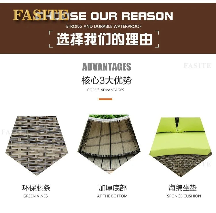 Outdoor round rattan sofa combination garden courtyard semi-circular rattan chair outdoor hotel curved living room