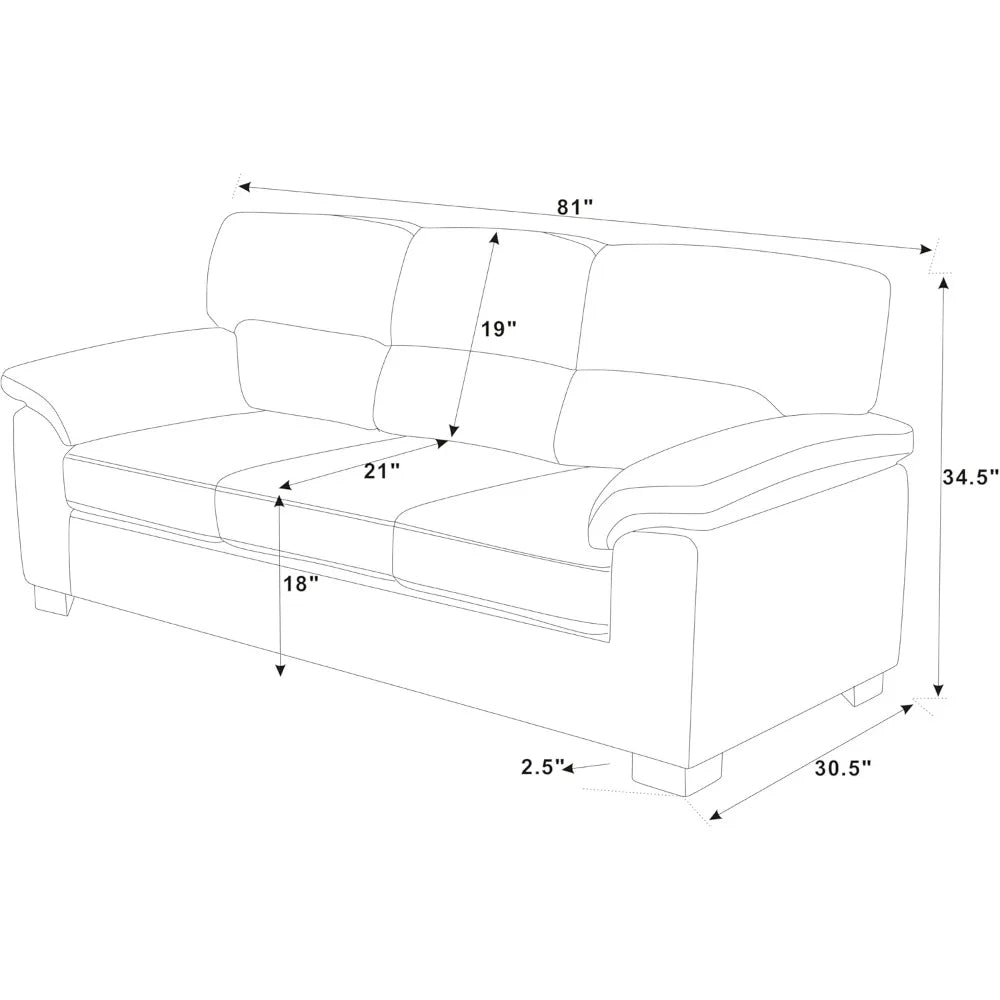 81" Modern Sectional Sofa Couch for Living Room, Upholstered Corduroy 3 Seater Sofa for Small Space Apartment, Deep Seat