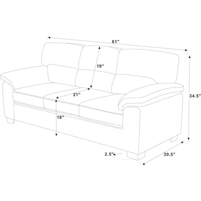 81" Modern Sectional Sofa Couch for Living Room, Upholstered Corduroy 3 Seater Sofa for Small Space Apartment, Deep Seat