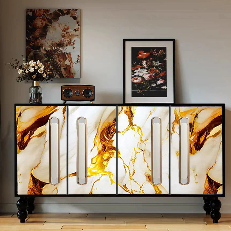 1 roll of marble self-adhesive wallpaper PET waterproof, flame-retardant, oil proof sticker background wall decorative wallpaper