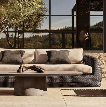 Garden Sofa Set PE Wicker Aluminum Frame Sofas Villa Living Room Furniture  Rattan Woven Outdoor L Shape Combinational Couch