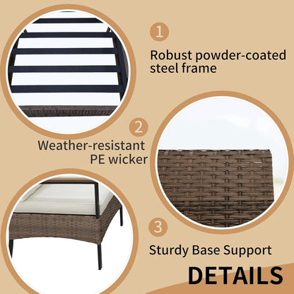 Outdoor Patio Furniture Set, Outdoor Conversation Set, Rattan Wicker Sofa, Loveseat, 2 Patio Chairs and Coffee Tabl