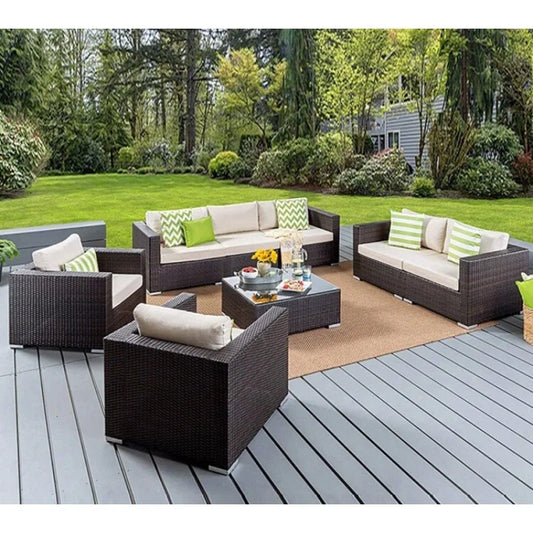 Outdoor sofa waterproof and sunscreen garden courtyard rattan chair open-air balcony flat Suitable for interior decoration