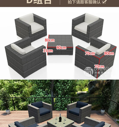 Outdoor courtyard, office building, reception area, sales center, round sofa, outdoor rattan chair, negotiation of large