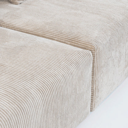 Modern Corduroy Fabric Sectional Couch with 4 Pillows 102" L-Shaped Sofa with Chaise Ottoman Hardwood Frame Sofa for Living Room