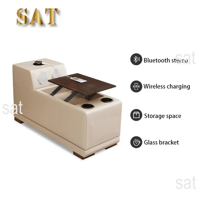 -Italian modern multifunctional sofa light luxury Faux Leather sectional sofa couch with USB charging and bluetooth speaker