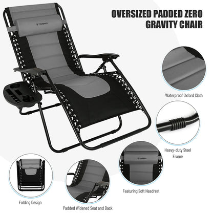 Chair Waterproof Oxford Cloth with Cotton Padded Adjustable Patio Zero Gravity Reclining