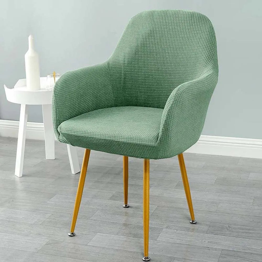 Washable Elastic Curved Chair Cover Plaid Flannel Solid Color Seat Protection Dust Proof Irregular Wear for Chairs Family Dinner