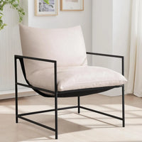 Sling Accent Chair with Metal Frame, Modern Armchair with Memory Foam Cushion, Comfy Lounge Chair for Living Room Bedroom Balcon
