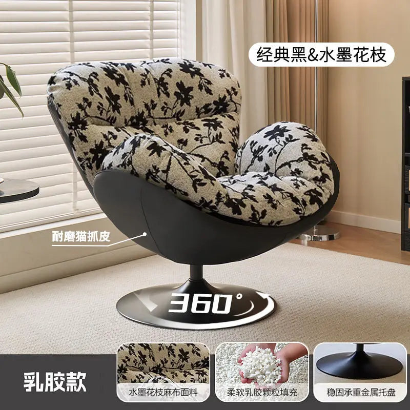 Nordic Luxury 360 Degree Rotating Egg Lazy Rocking Chair Leisure Single Sofa for Balcony Living Room Comfortable Relax Lounge