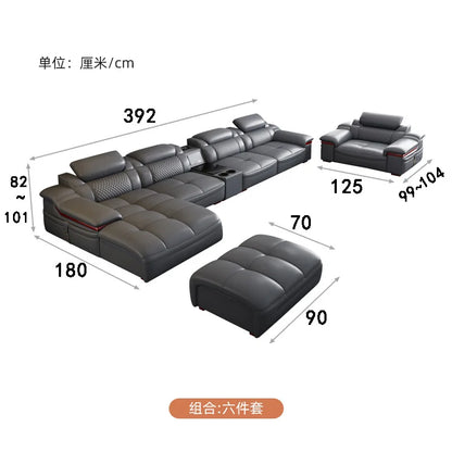Modern simple leather sofa first layer cowhide living room size corner latex leather sofa