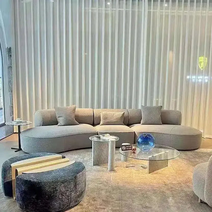 Light luxury Nordic fabric sofa living room very simple size apartment Nordic furniture designer red curved sofa