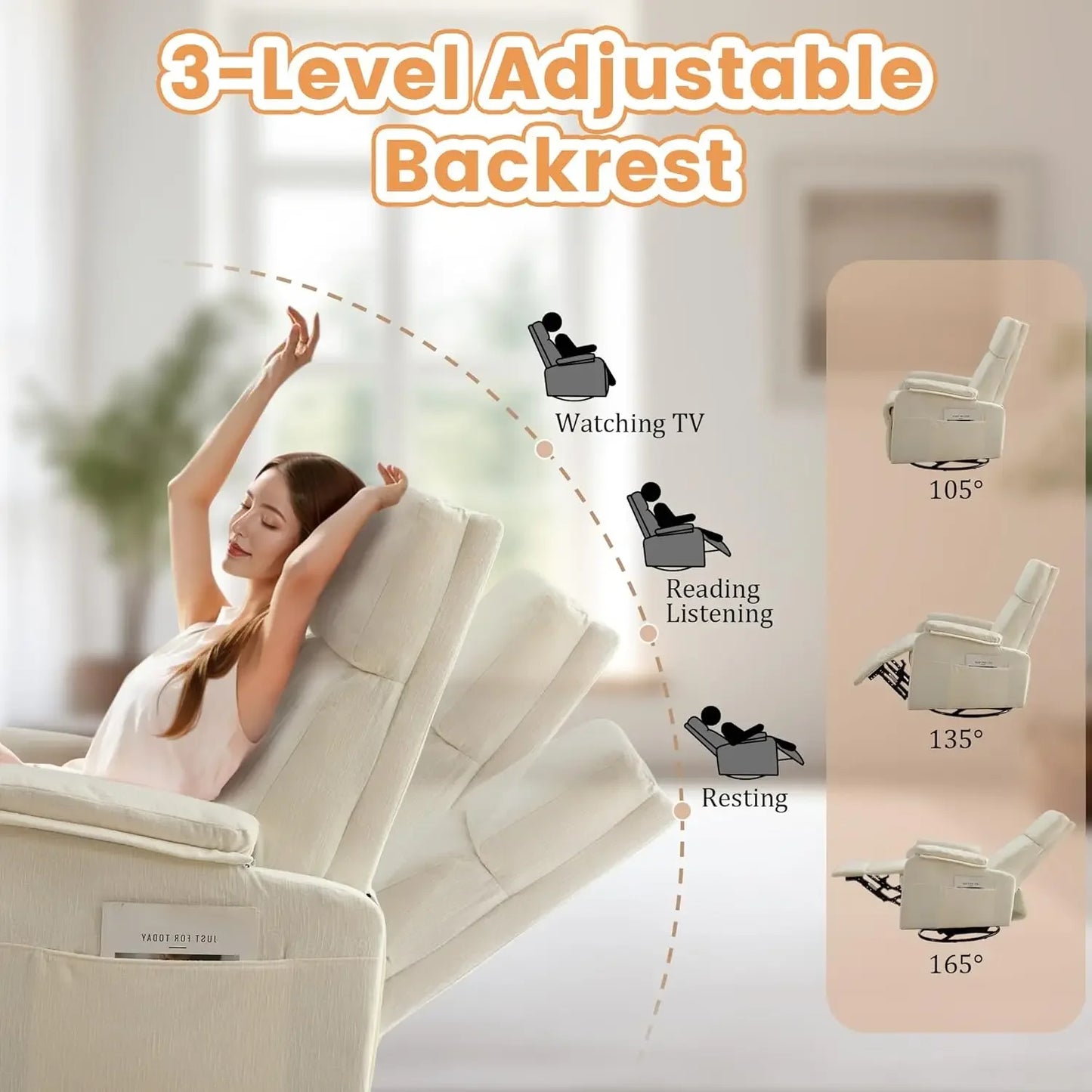 Recliner Chair, Swivel Rocking Recliner Chair for Adults, Glider Rocking Chair, Small Nursery Chair Recliner for Living Room