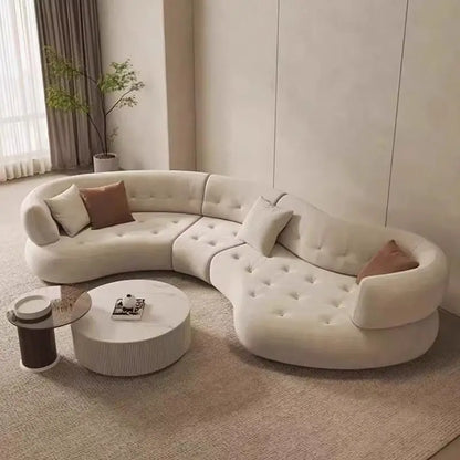 Wabi Sand Cream Wind Sofa Living Room Hotel Villa Light Luxury Special-shaped Corner Technology Cloth Sofa