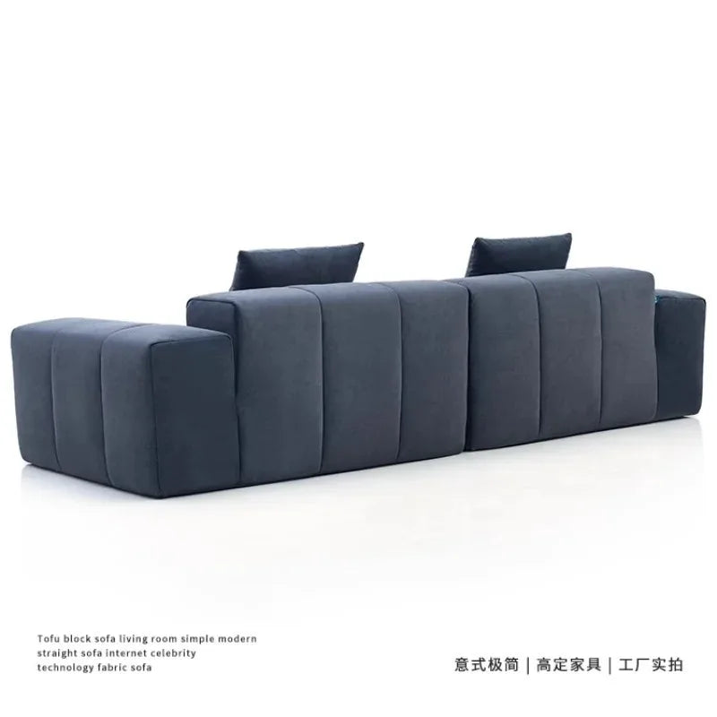 Full Sponge Compressed Fabric Sofa Modern Simple Living Room Couch Tofu Block Sofa Small Apartment Straight Row Combination Sofa