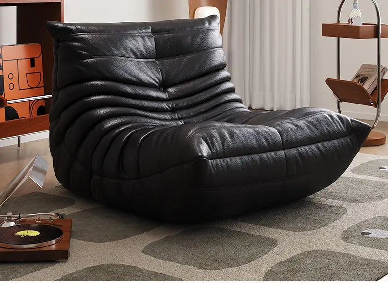 Caterpillar leather sofa togo lazy sofa can lie down and sleep modern light luxury single recliner living room sofa