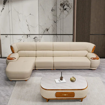 New Chinese Ebony Leather Sofa High-end Villa Large Flat Floor Living Room Leather Art Solid Wood Princess Corner 23 Combination