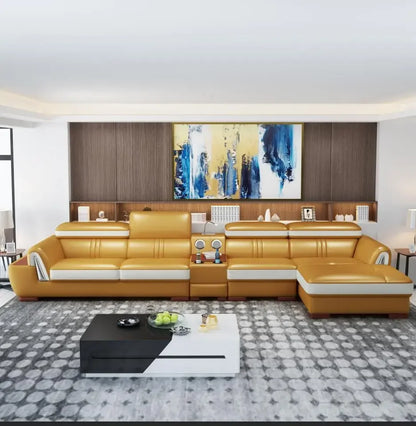 A New Design Fashion Leather and Cloth Combination Furniture Living Room Sofa